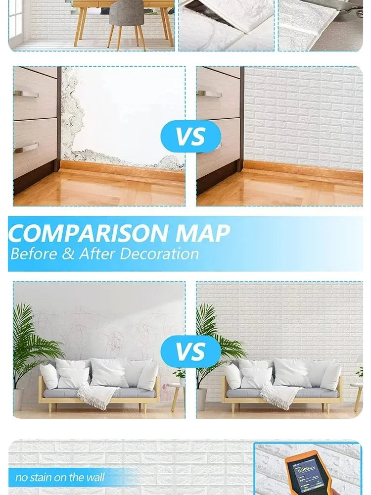 10-40pcs 38.5cmx35cm 3D Wall Stickers Self-adhesive Wallpaper Oil and Moisture Resistant Stain Resistant  Decorative Stickers ﻿