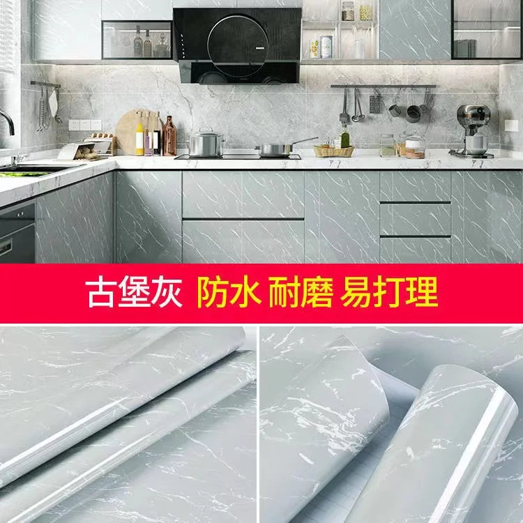 Kitchen Oil-Proof Film Stove Waterproof Moisture-Proof Self-Adhesive Wallpaper Countertop Cabinet Renovation Tile Marble Sticker