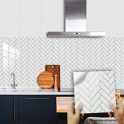 Bộ 10 Miếng Dán Gạch Treo Tường Trắng Xám Chống Thấm Bếp