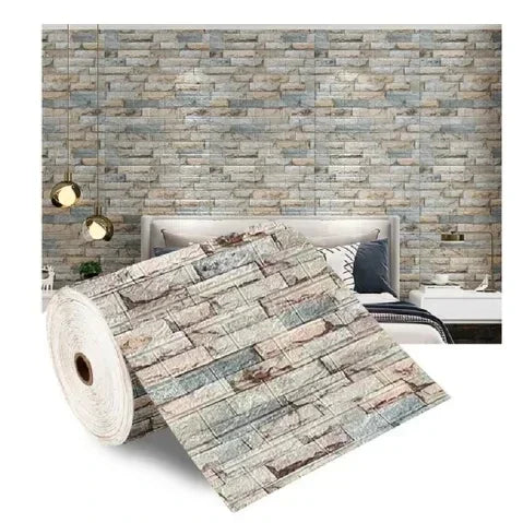 10M 3D Self-Adhesive Brick Pattern Wall Panels Wallpaper DIY Waterproof for Living Room Bedroom Kitchen Background Wall Decor