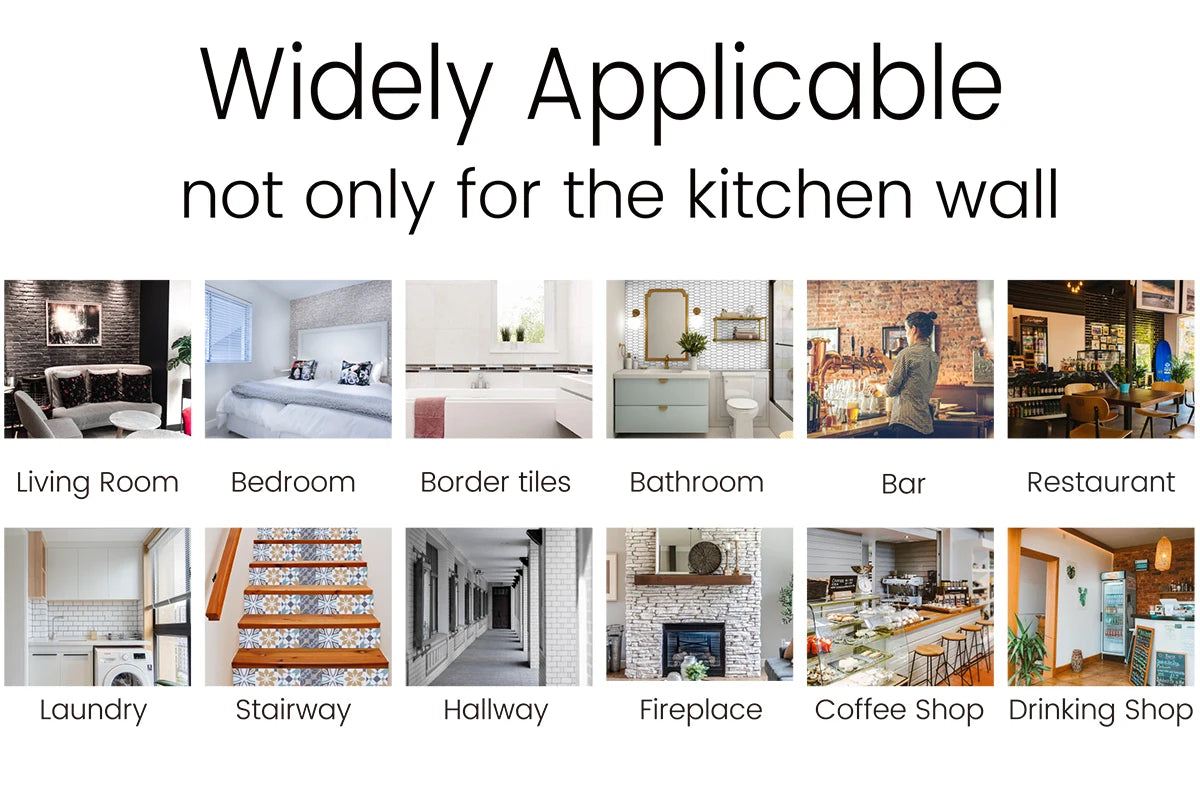 10pcs 3D Strong Adhesive Wall Stickers Brick Vinyl Wallpaper Waterproof Heat Resistant Kitchen Backsplash Wall Tiles Home Decor