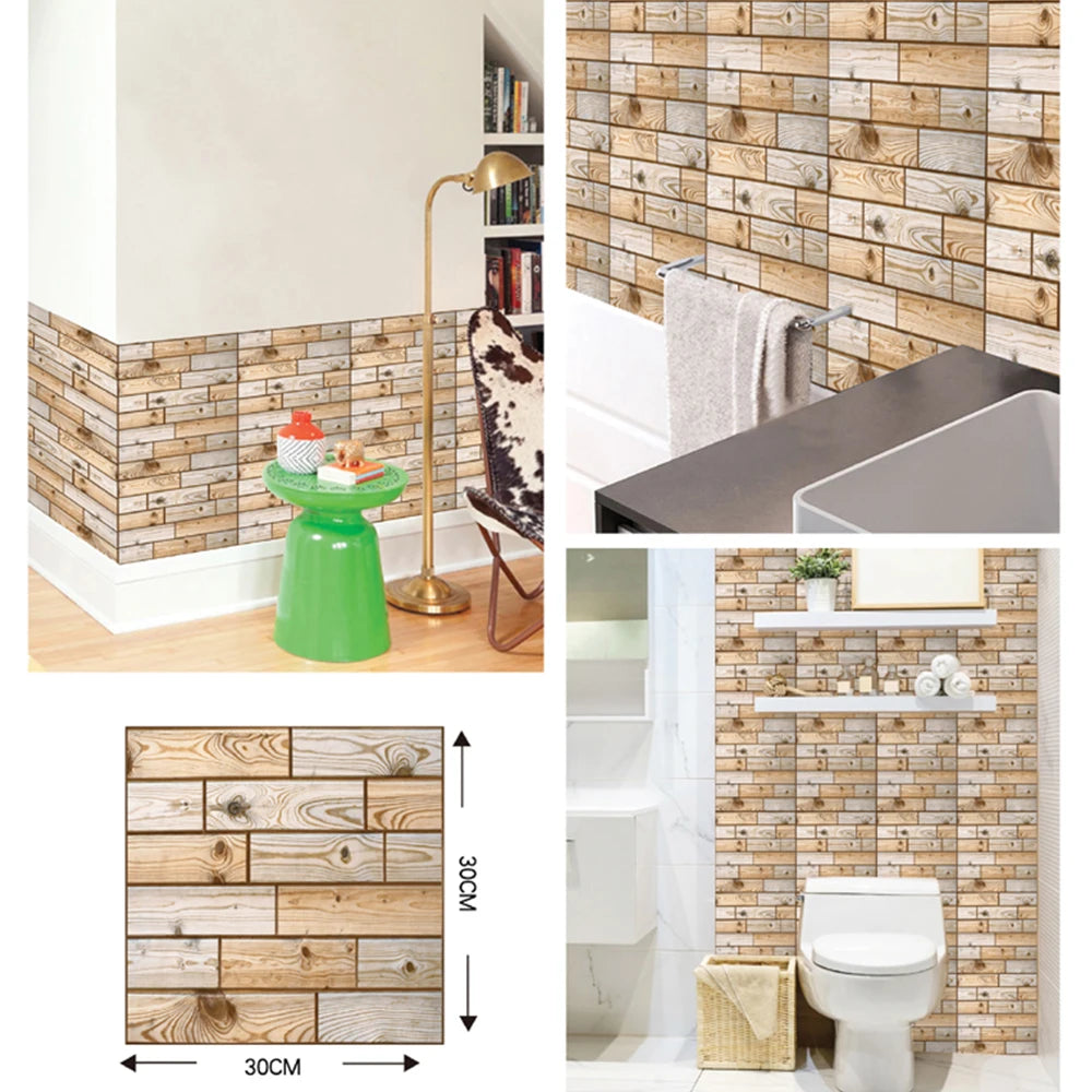 Self Adhesive Tile Wall Sticker Home Decor 3D PVC Brick Sticker Wall Decor For Kitchen Cupboard Bathroom Waterproof Wallpaper