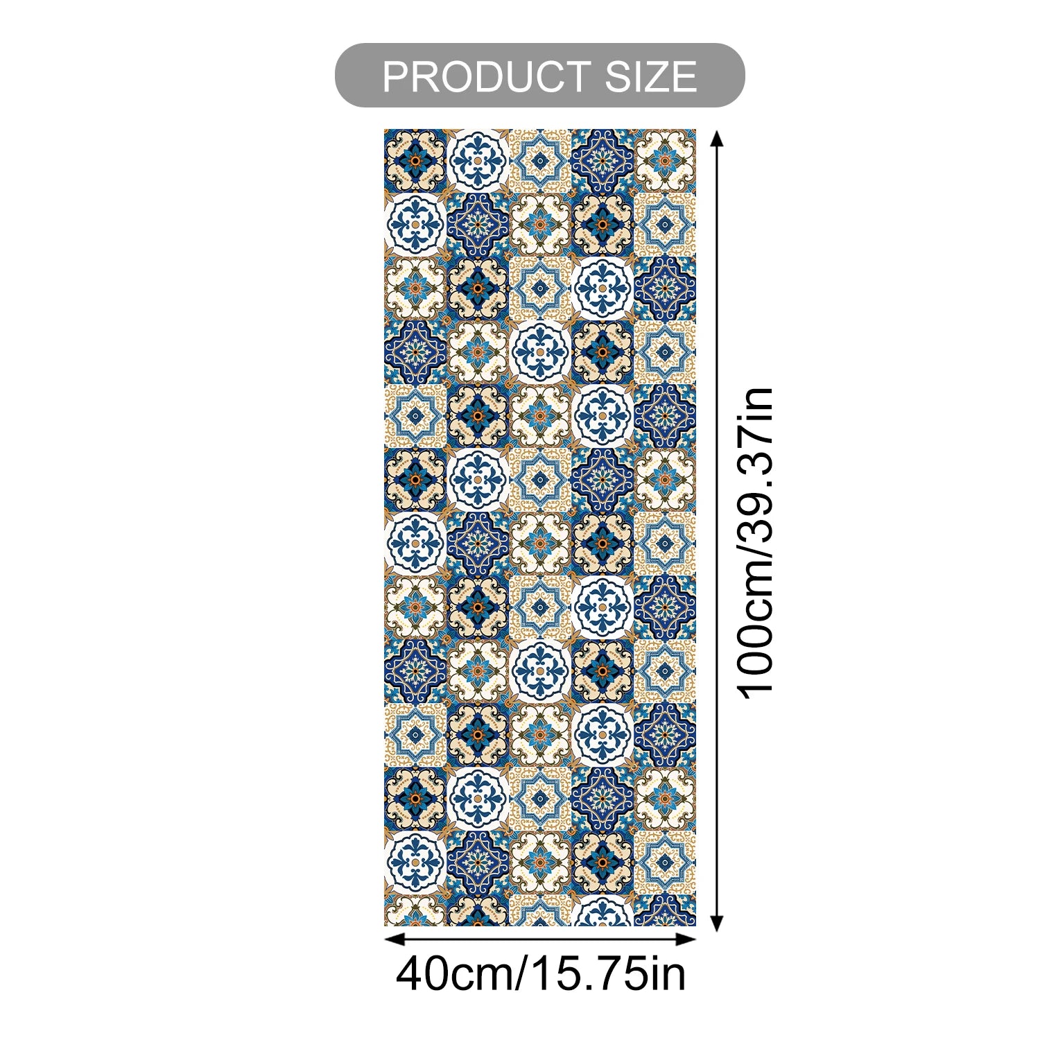 Tile Stickers Blue Brown Baroque Stylish Wallpaper Self Adhesive Wall Tiles Waterproof Bathroom Oil Resistant Kitchen Tiles DIY