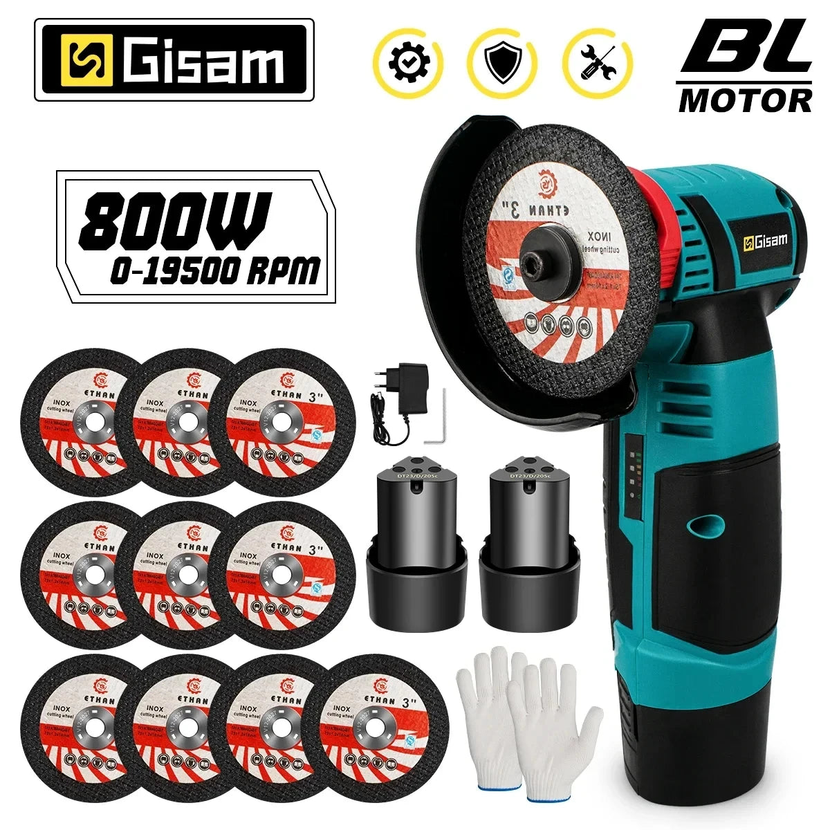 Máy Mài Góc Không Dây 12V Động Cơ Không Chổi Than 2000mAh
