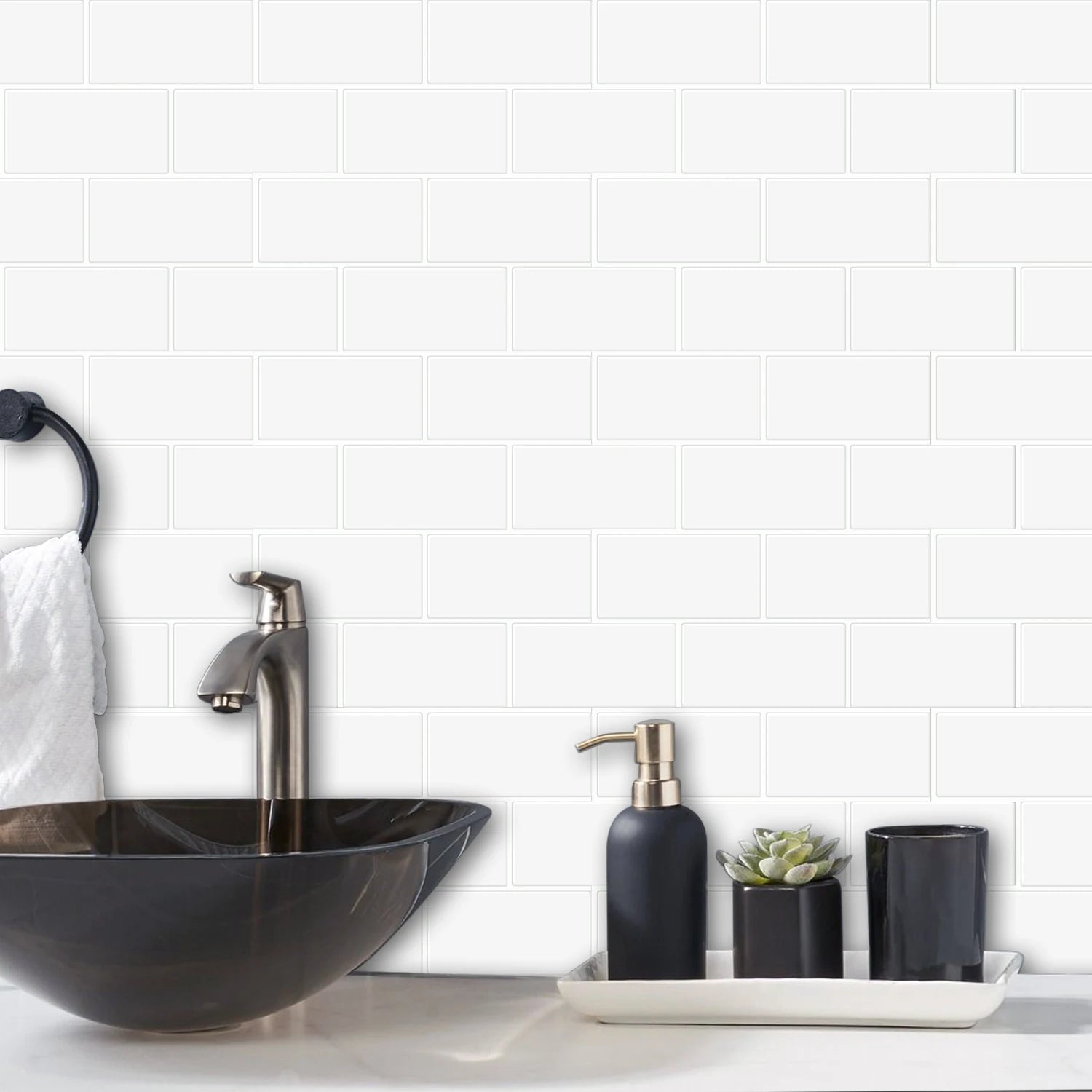 10 PCS Waterproof Brick Pattern 3D Textured Wall Panels DIY Tiles,Removable Self Adhesive Wall Tile Sticker Kitchen Bathroom