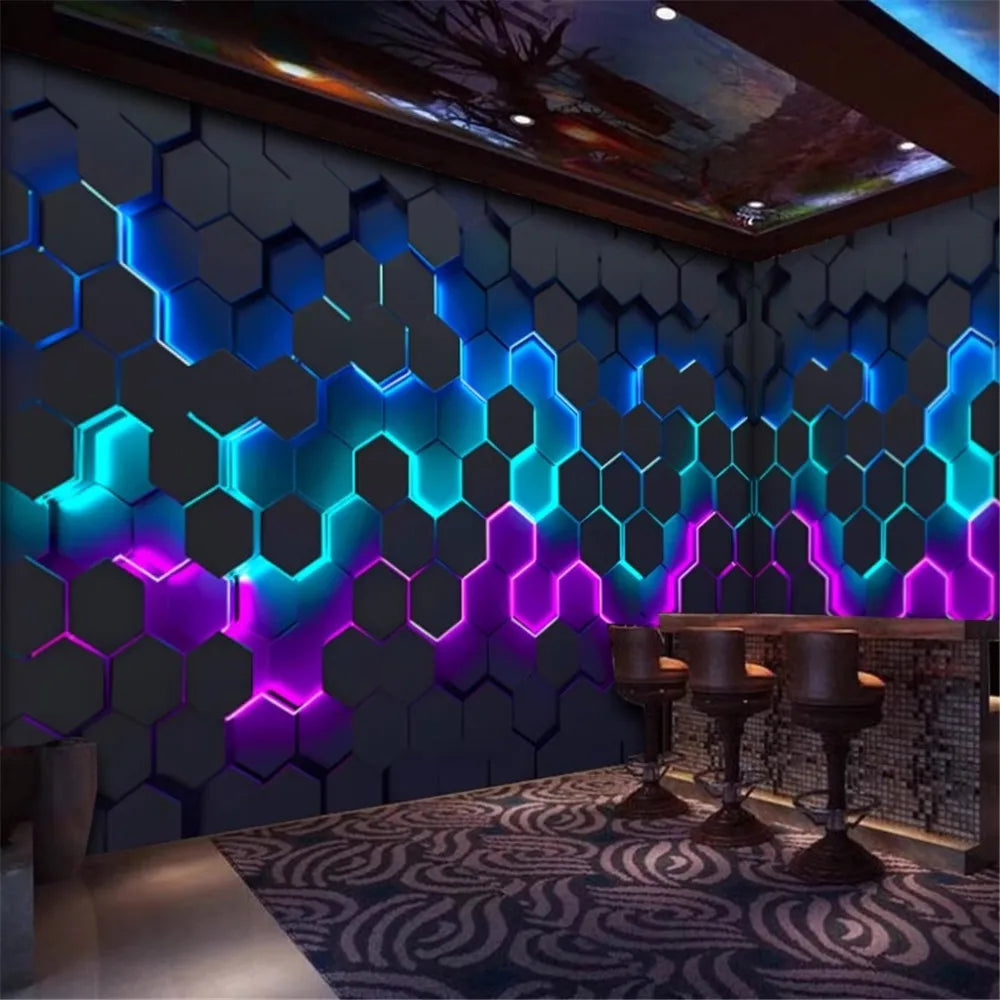 Giay Dan Tuong 3D Geometric Danh Cho Barber Shop Van Phong
