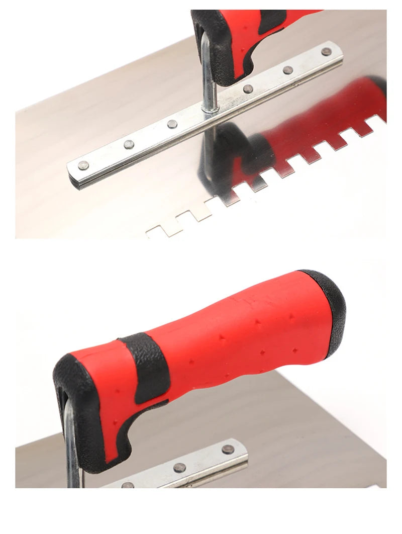 Stainless Steel Toothed Trowel, Trowel, Scraper, Bricklayer Scraper, Serrated Tile Tool