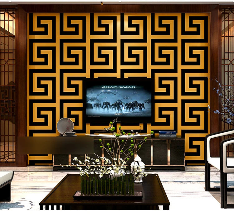 Greek Key Lattice Modern Geometric Wallpaper Hotel Study Background Wall PVC Bathroom Waterproof Wallpaper Pegatinas De Pared