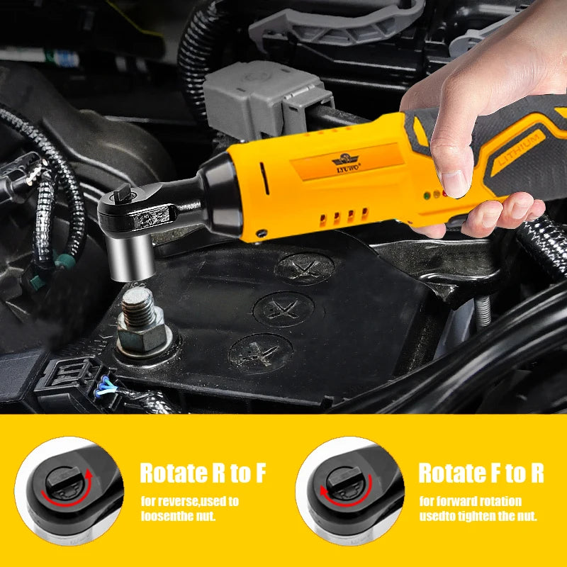 Cờ Lê Quay Điện 12V Có Pin Lithium Góc 90 Độ Nhẹ Cho Gara