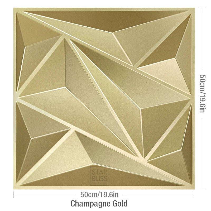 12 piece 50cm / 3m² Shiny gold 3D wall decor Wood grain slatted wall panel 3D groove texture panel tile wall sticker waterproof