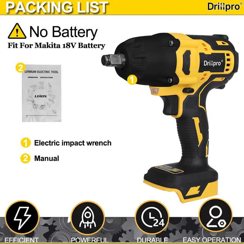 Drillpro Súng Vặn Đánh Lực Không Dây 2000Nm Brushless 18V