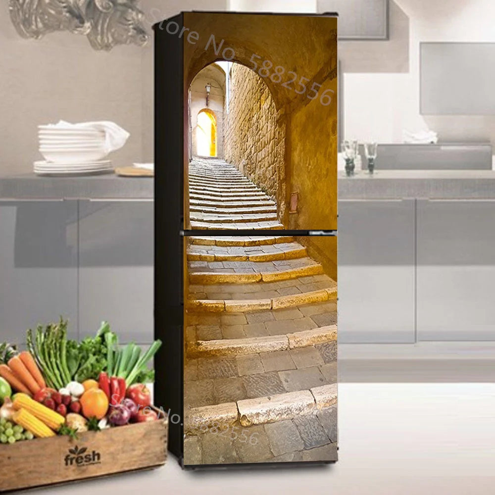 28 Styles For Choice Wood Grain Retro Refrigerator Sticker Peel & Stick Waterproof Double Door Freezer Cupboard Decor Art Mural