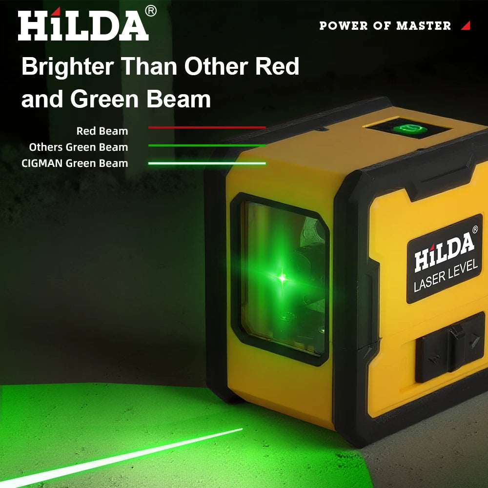 Hilda Laser Level Hai Đường Tự Động Có Nam Châm Mặt Sau