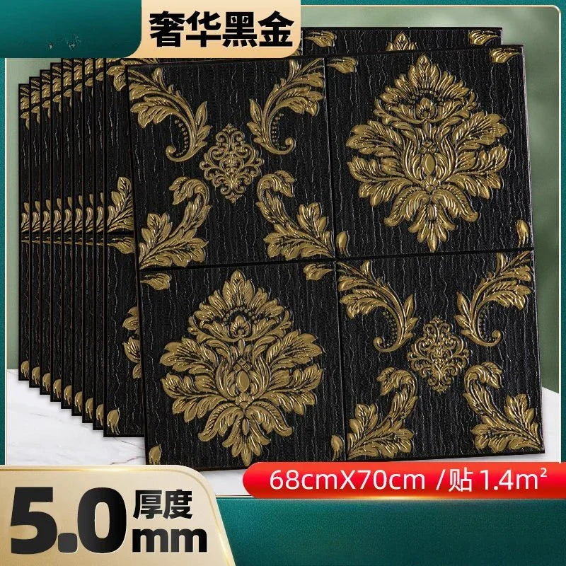 Giấy Dán Tường Sang Trọng Tự Dính Dày 3D Khắc Chạm Phòng