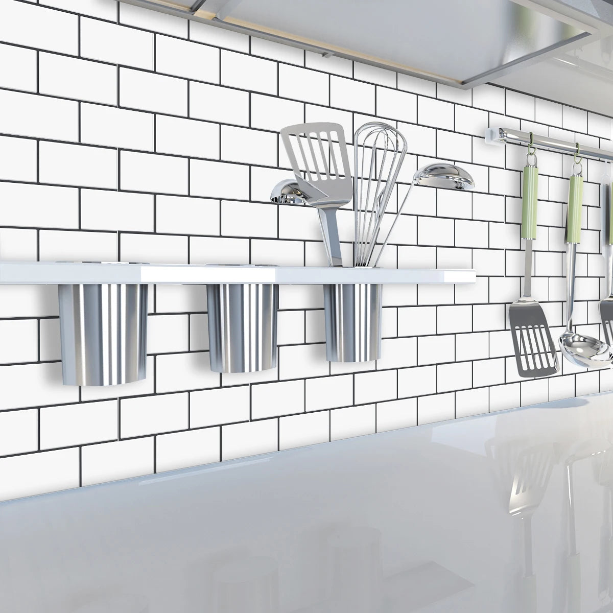 10 Sheets Big Tiles Peel and Stick Wall Stickers Brick Vinyl Wallpaper Waterproof Kitchen  Bathroom Backsplash Home Decor