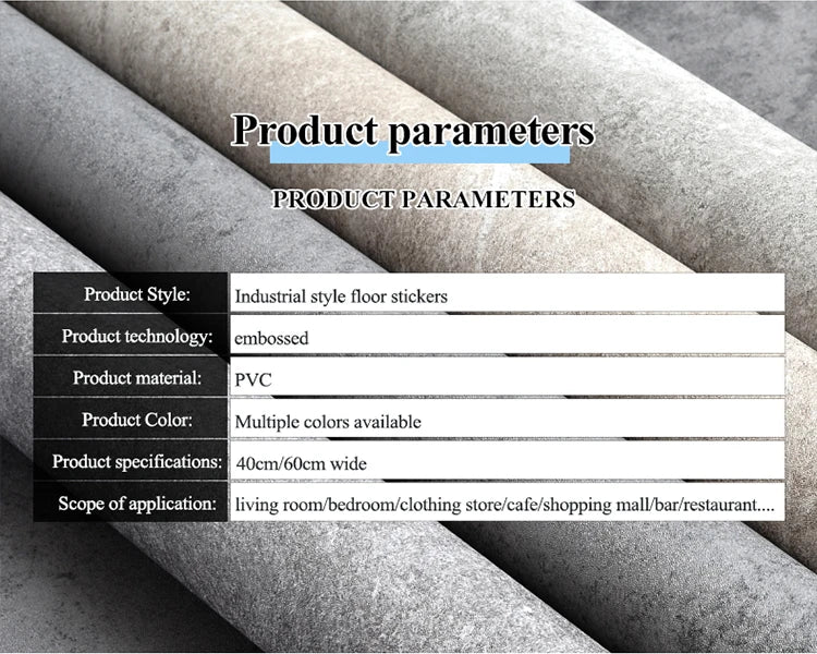 40/59cm Wide Cement Grey Self-adhesive Waterproof Floor Stickers Home Decoration PVC Wall Stickers For Living Room TV background