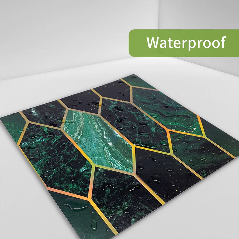 Bricks Waterproof Wallpapers 20pcs/lot Green Bronzing Mosaic Tile Stickers Bedroom Living Room Home Decoration Wall Stickers