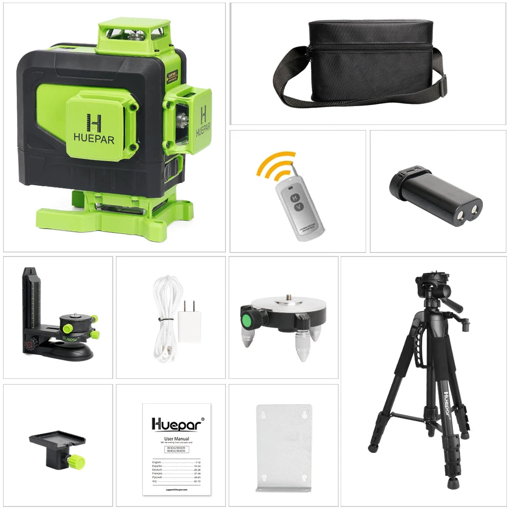 Huepar Laser 4D 16 Tia Cross Line Xanh Dieu Kien Tu Xa