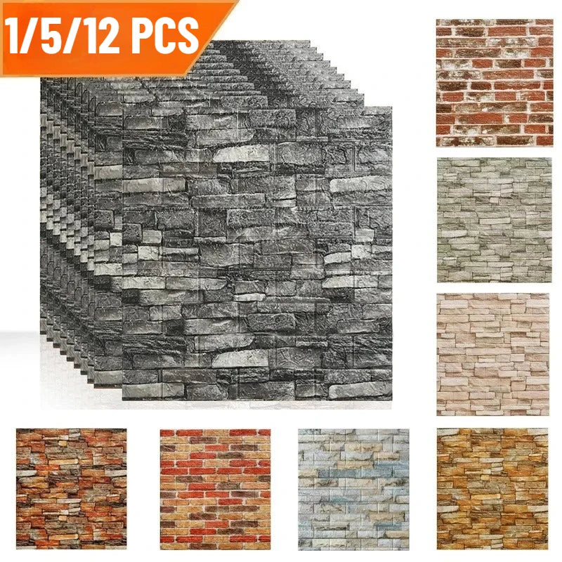 Bộ Dán Tường 3D Foam Gạch Chống Nước Tự Dính 1 5 12 Miếng