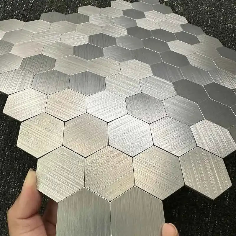 Gạch Mosaic Dán Dính Nhôm Hợp Kim Hình Lục Giác 4 Miếng