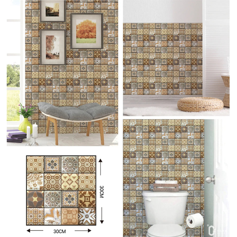 Self Adhesive Tile Wall Sticker Home Decor 3D PVC Brick Sticker Wall Decor For Kitchen Cupboard Bathroom Waterproof Wallpaper