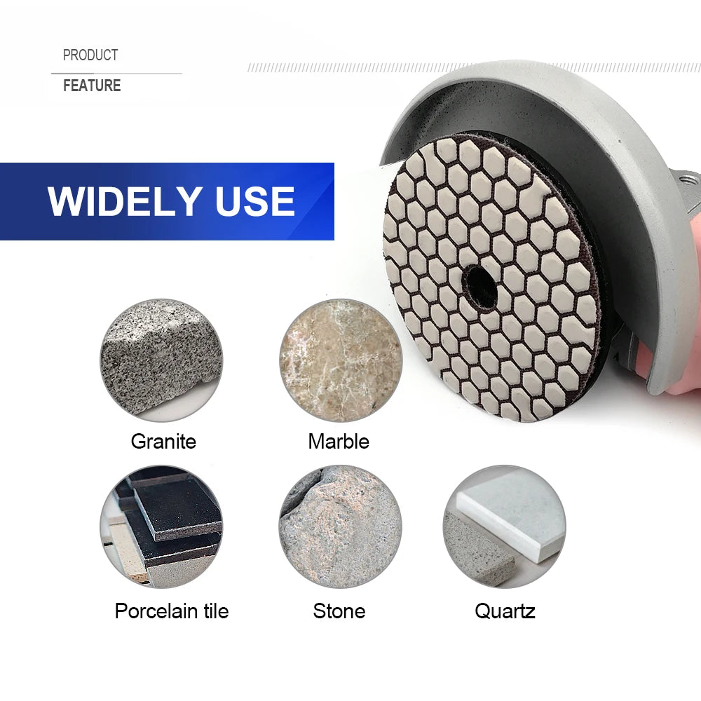 SHDIATOOL 6pcs/set Diamond Polishing Pads Resin Bond Flexible Dia 4"/100mm Grit #30 Dry Sanding Disc For Granite Marble Ceramic