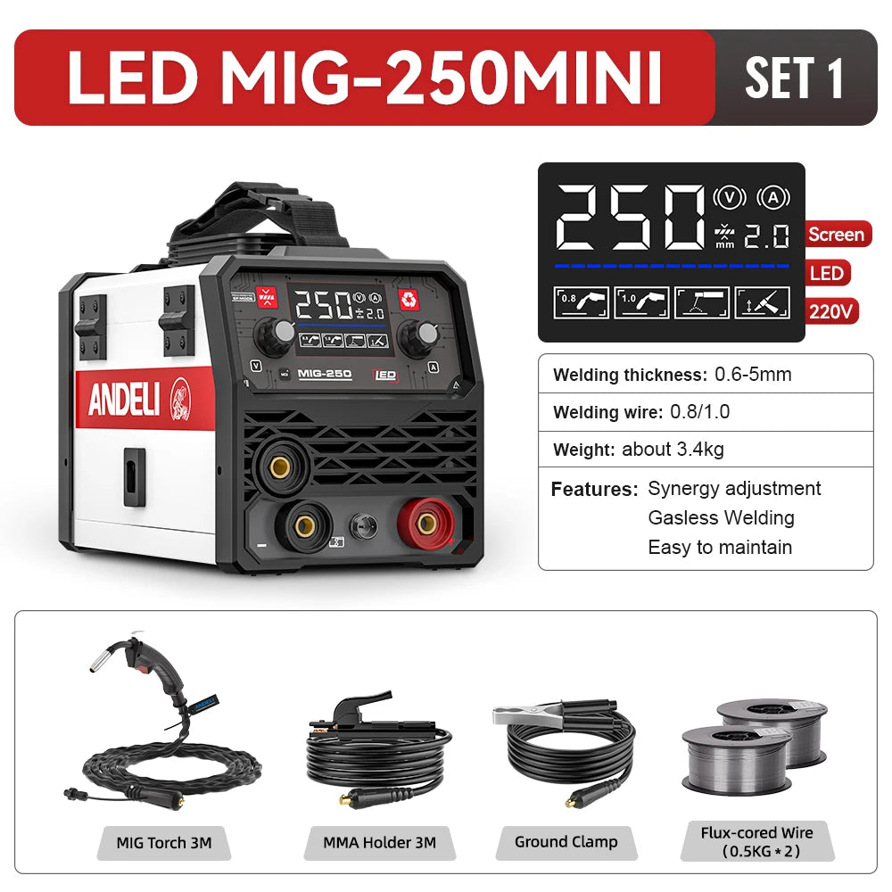 Máy Hàn MIG MMA TIG 3 Trong 1 Inverter ANDELI MIG 250