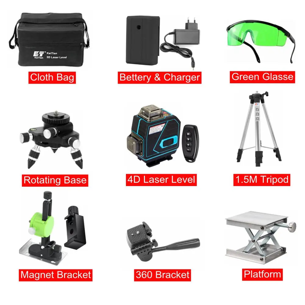 Kaitian 360 Máy Cân Laser Có Bộ Nhận 4D 16 Đường Xanh Lục