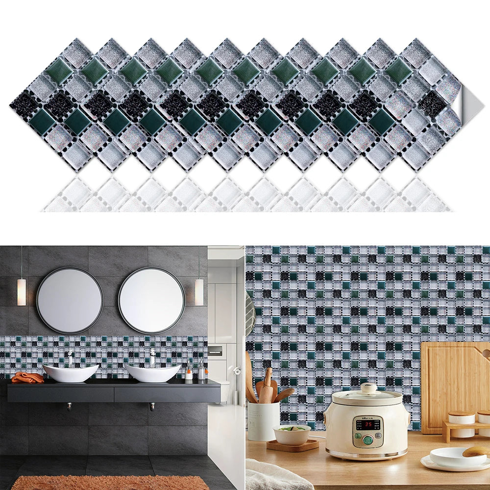 10 Miếng Dán Gạch Mosaic Bếp Và Phòng Tắm Chống Nước