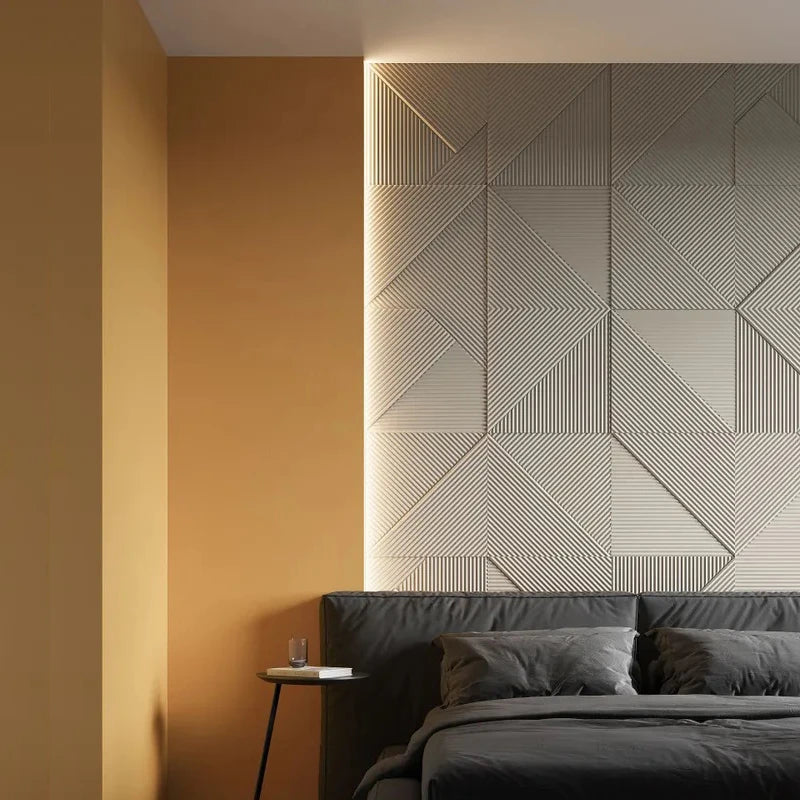 12 piece 50cm / 3m² Shiny gold 3D wall decor Wood grain slatted wall panel 3D groove texture panel tile wall sticker waterproof