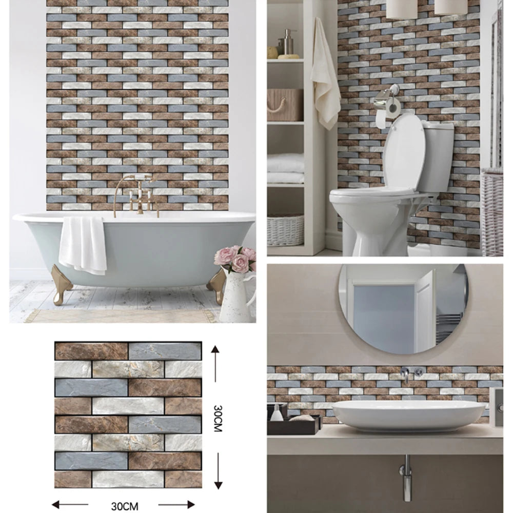 Self Adhesive Tile Wall Sticker Home Decor 3D PVC Brick Sticker Wall Decor For Kitchen Cupboard Bathroom Waterproof Wallpaper