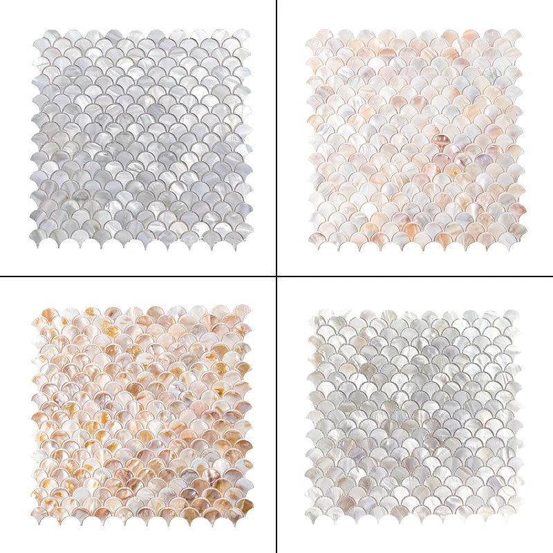 31x31cm Gạch Ốp Tường 3D Hình Vảy Cá Quạt Vỏ Sò Phòng