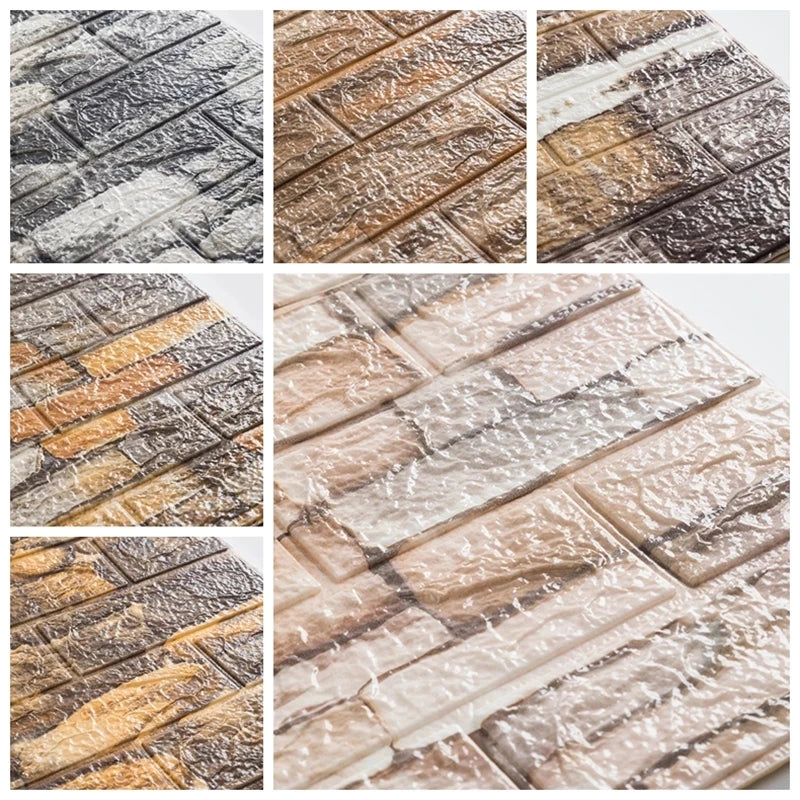 70cm*1m 3D Self-Adhesive decor Wallpaper Continuous Waterproof Brick Wall Stickers Living Room Bedroom old wall Home Decoration