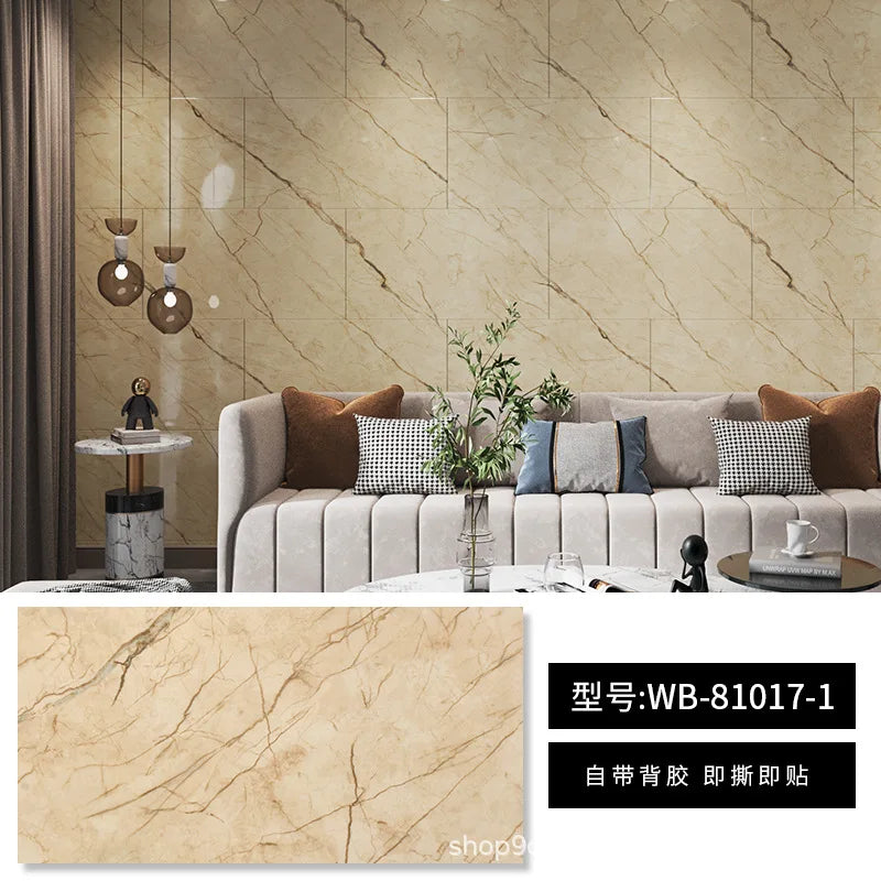 Nẹp Tường Nhôm Tự Dán 30x60cm Vân Đá Gỗ Chống Thấm