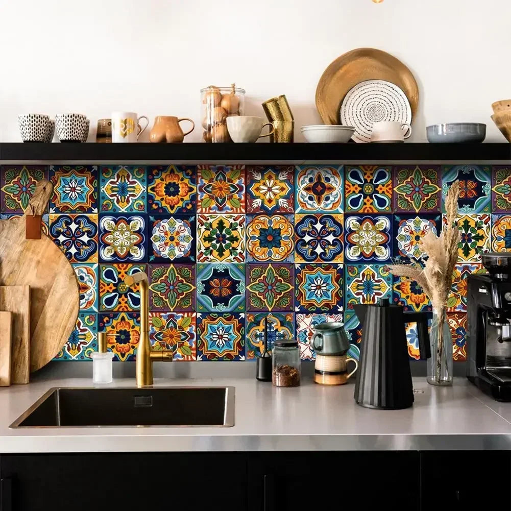 Dán Gạch Trang Trí Morocco 24 Miếng Họa Tiết Sáng Tạo Tường