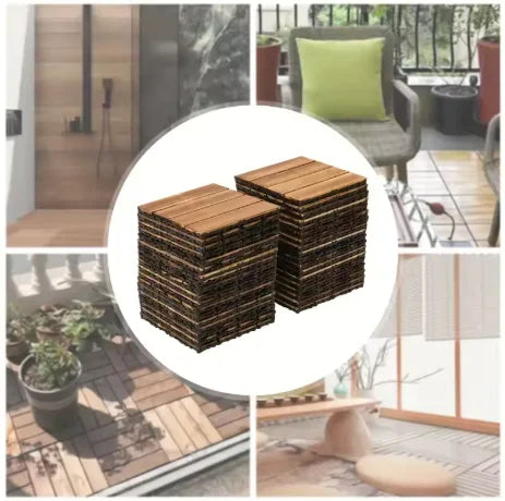 16PCS Non Rotting Wooden Terrace Tiles,DIY Self Laying Indoor and Outdoor Courtyard,Splicing and Installation, Can Be Cut Freely