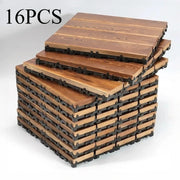 16PCS Non Rotting Wooden Terrace Tiles,DIY Self Laying Indoor and Outdoor Courtyard,Splicing and Installation, Can Be Cut Freely