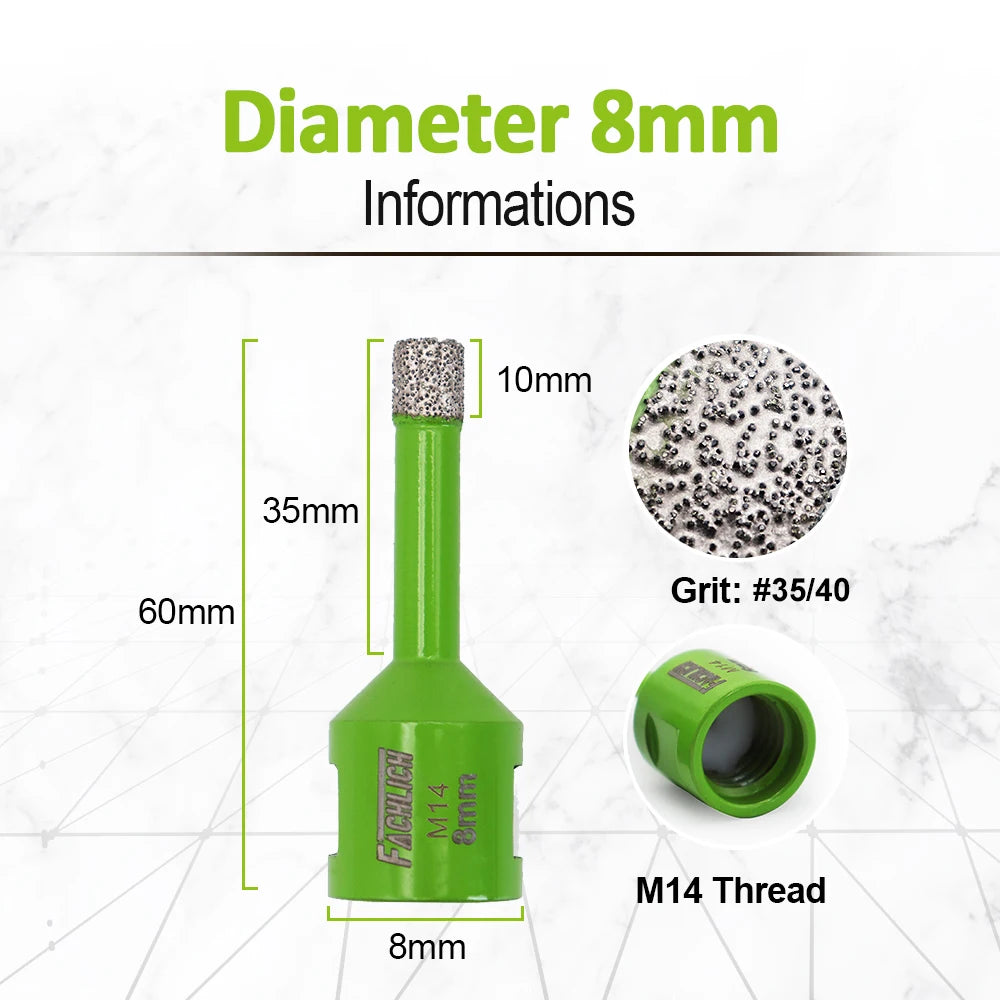 FACHLICH Dia6/8/10mm Diamond Core Bits M14 Thread Ceramic Tile Granite Marble Drilling Crowns Hole Saw Cutter Masonry