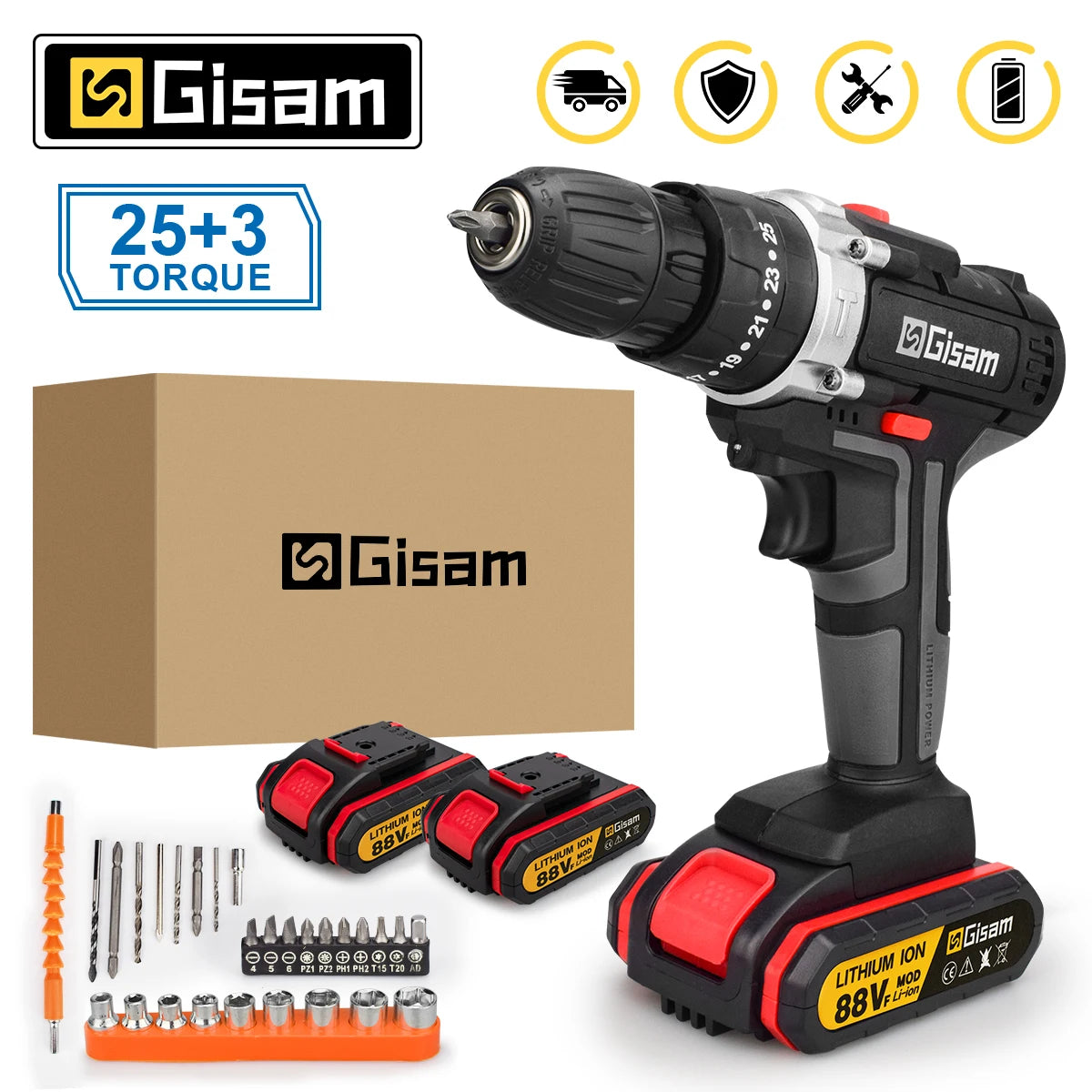 Máy Khoan Không Dây 21V Tác Động Pin Lithium 2 Tốc Độ
