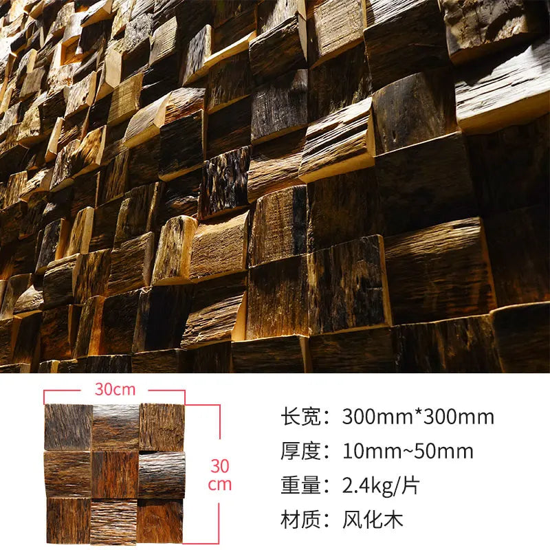 Dán Tường Gỗ Óc Chó Mosaic Nền Tivi Phong Rustic Thân Thiện