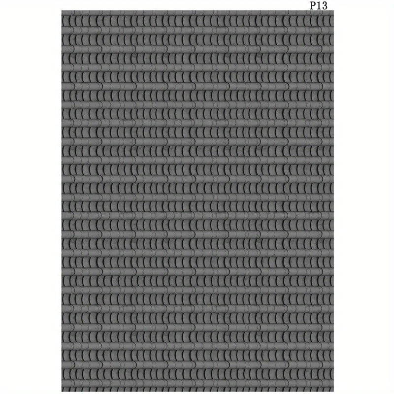 1sheet Self-Adhesive Decorative Film Roof Tiles for Model, 1:12 Miniature Roof Tiles Paper, Film Roof Tiles for Model Making