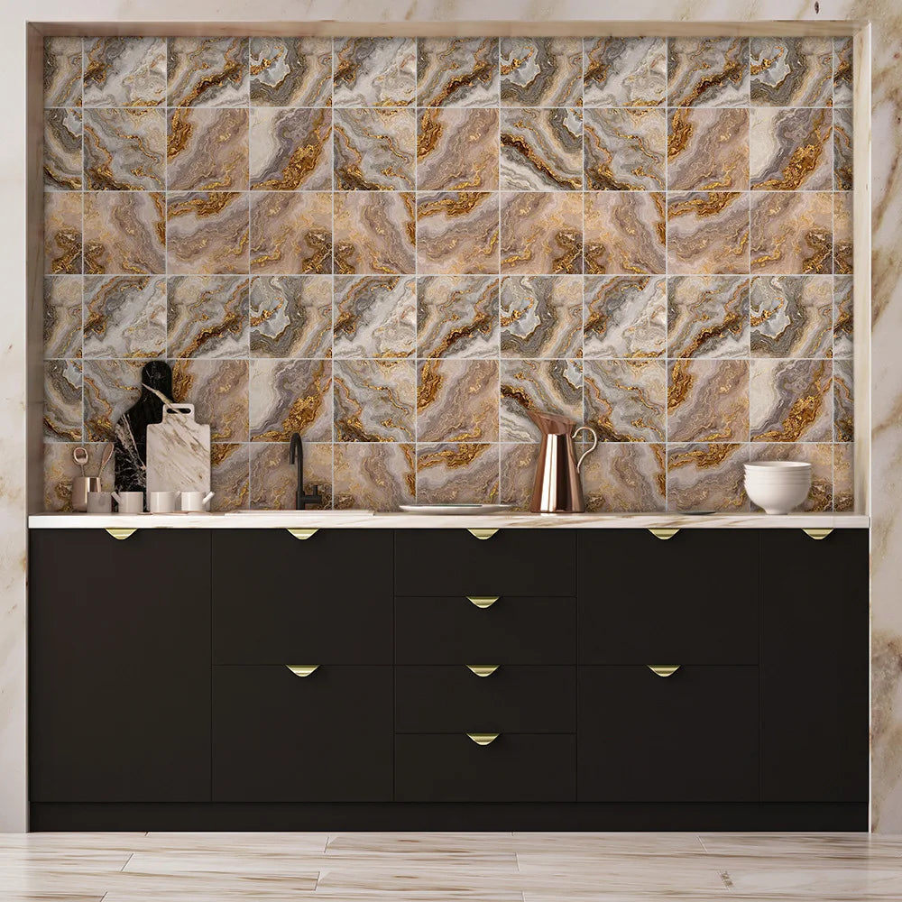 Bricks Waterproof Wallpapers 20pcs/lot Green Bronzing Mosaic Tile Stickers Bedroom Living Room Home Decoration Wall Stickers