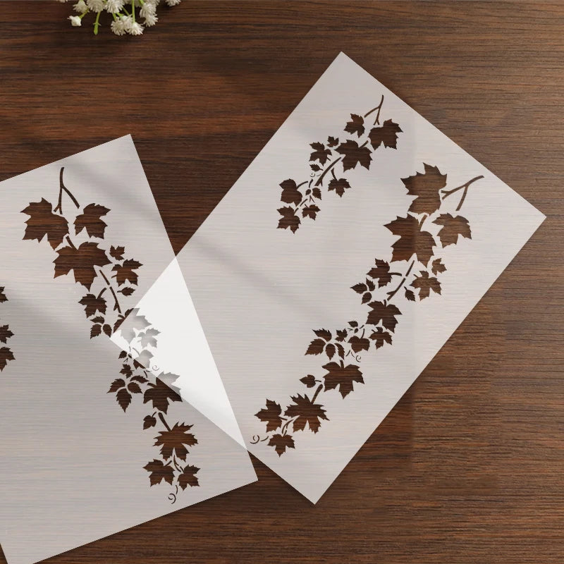 YOMDID 1pc Leaf Pattern PET Painting Hollow Out Stencil Reusable DIY Leaf Graffiti Airbrush Art Craft Decoration Template