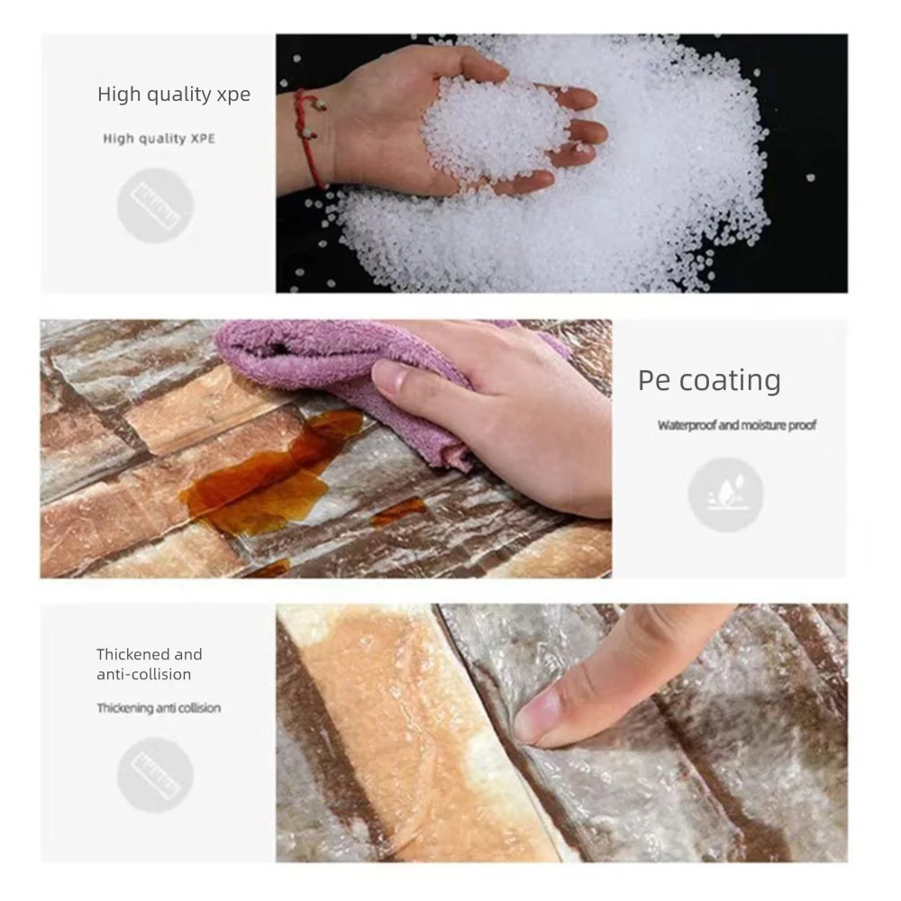 Waterproof 3D Imitation Brick Wall Stickers DIY Peel and Stick Self-adhesive Wallpaper Panel 35*38.5CM Oil Proof