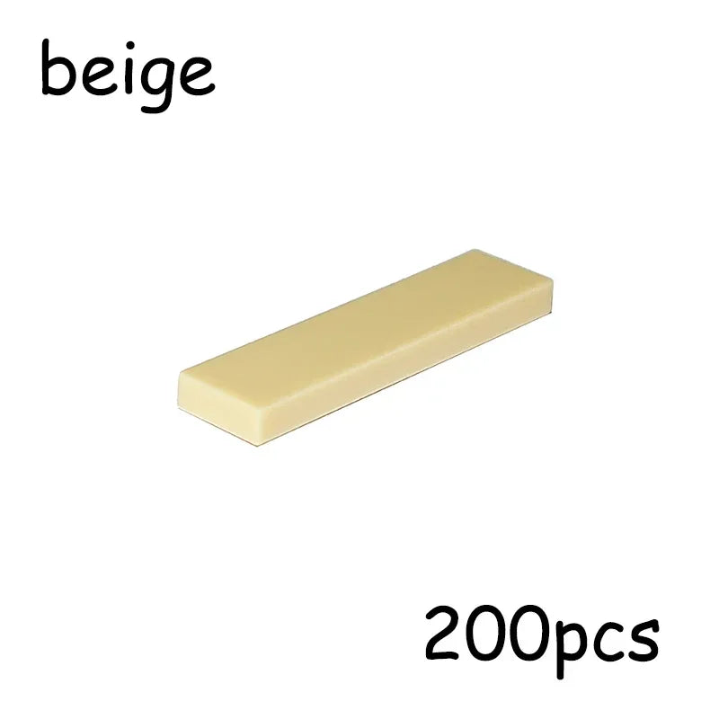 200PCS Size 1x4 Bricks Flat Tile MOC Assemble Particles 2431 Smooth 1*4 Building Blocks DIY Educational Creative Toy for Kids