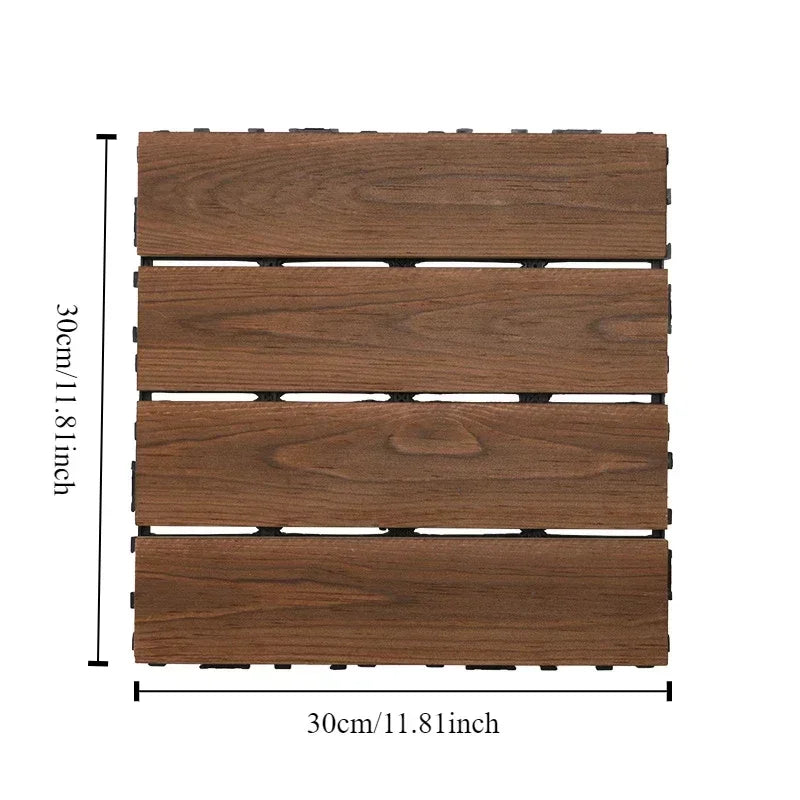 16PCS Non Rotting Wooden Terrace Tiles,DIY Self Laying Indoor and Outdoor Courtyard,Splicing and Installation, Can Be Cut Freely