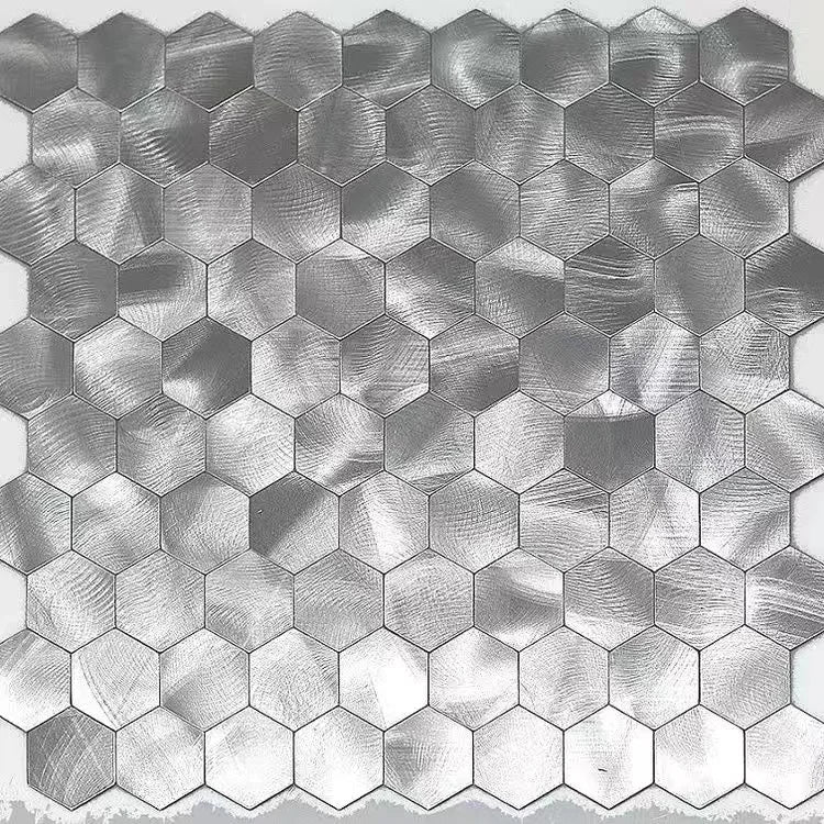 Gạch Ốp Mosaic Lục Giác Dán Dính Kim Loại Chống Thấm Bếp
