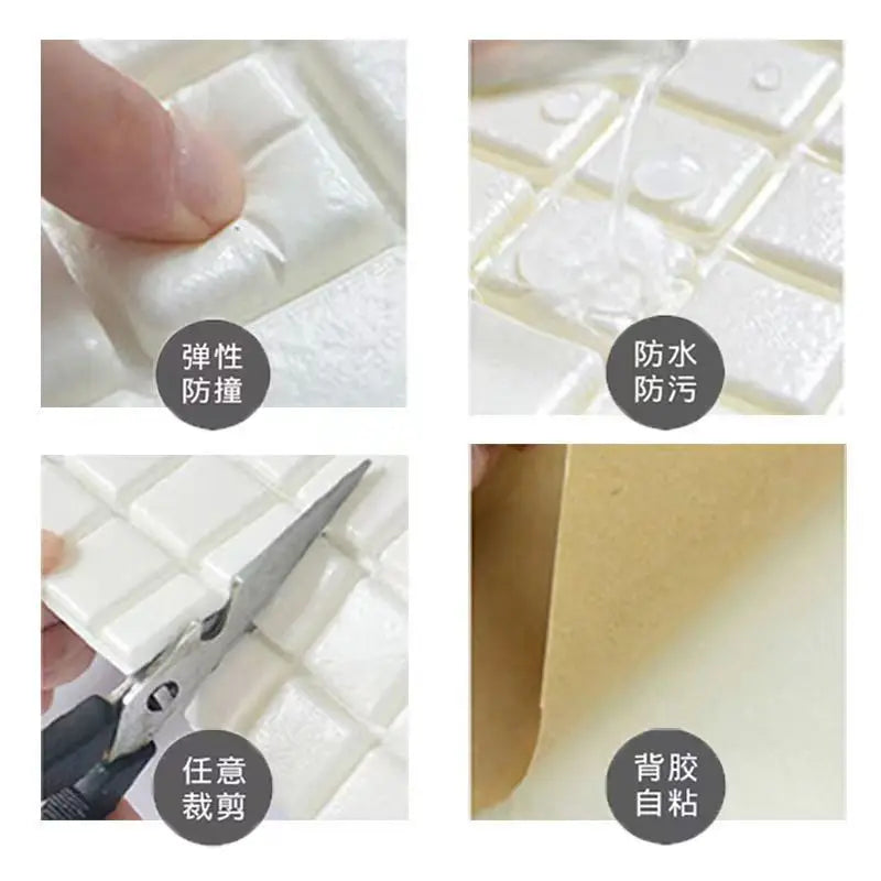 Miếng Dán Tường Mosaic Chống Va Đập Trang Trí Phòng Khách