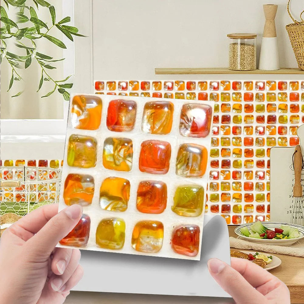 Bộ 10 Miếng Gạch Mosaic 3D Dán Tường Chống Thấm Phòng Tắm