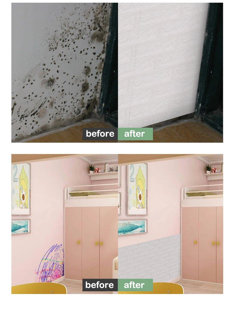 40Pcs 38.5X35cm Imitation Brick Wallpaper Self-adhesive Waterproof Moisture-proof Living Room Bedroom Wall Decoration